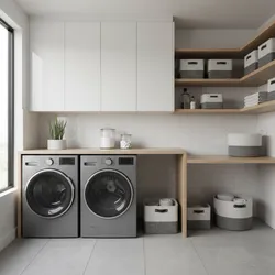 Optimizing Storage and Layout Around Grey Washer and Dryer Sets
