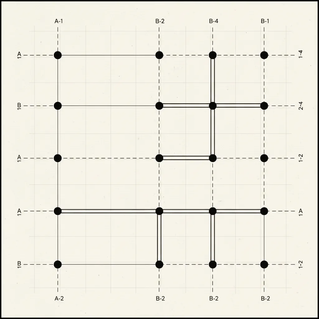 Grid kolom struktur rumah dua lantai