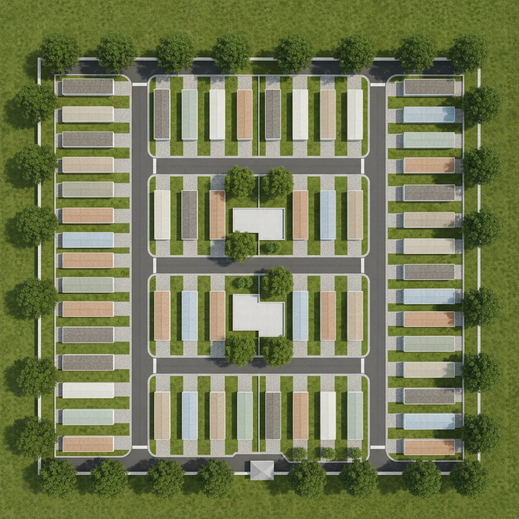 Grid layout pattern used in mobile home parks