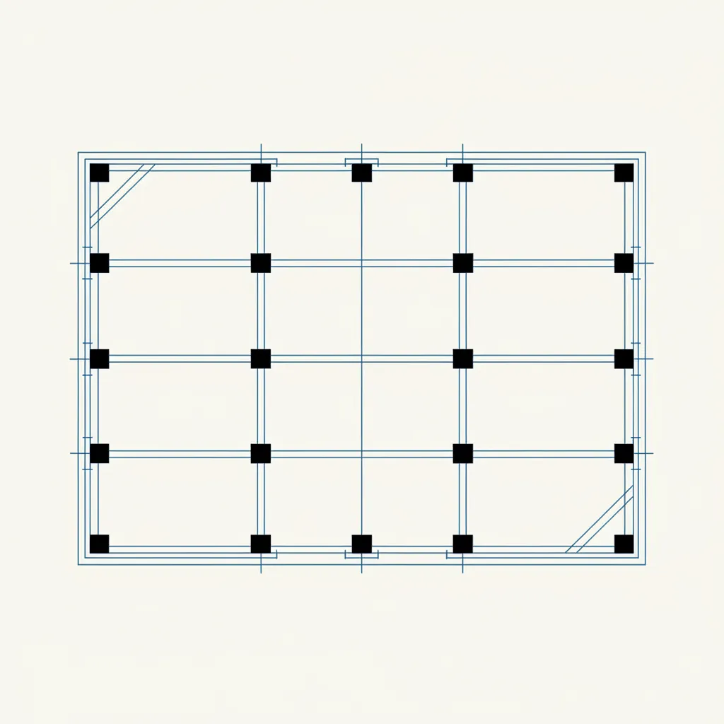 Diagram grid kolom pada pondasi rumah 10x12