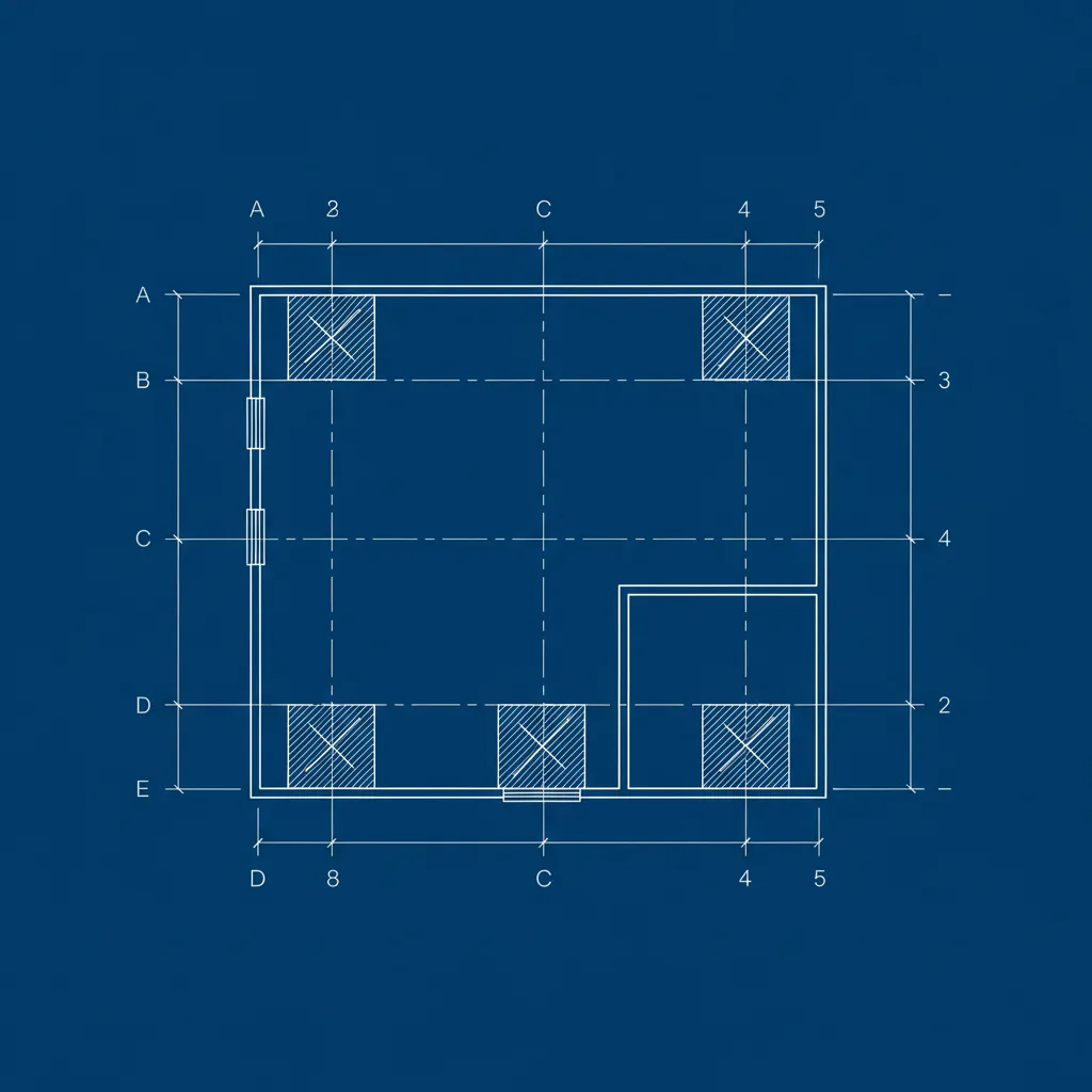 Diagram grid struktur pondasi rumah dua lantai