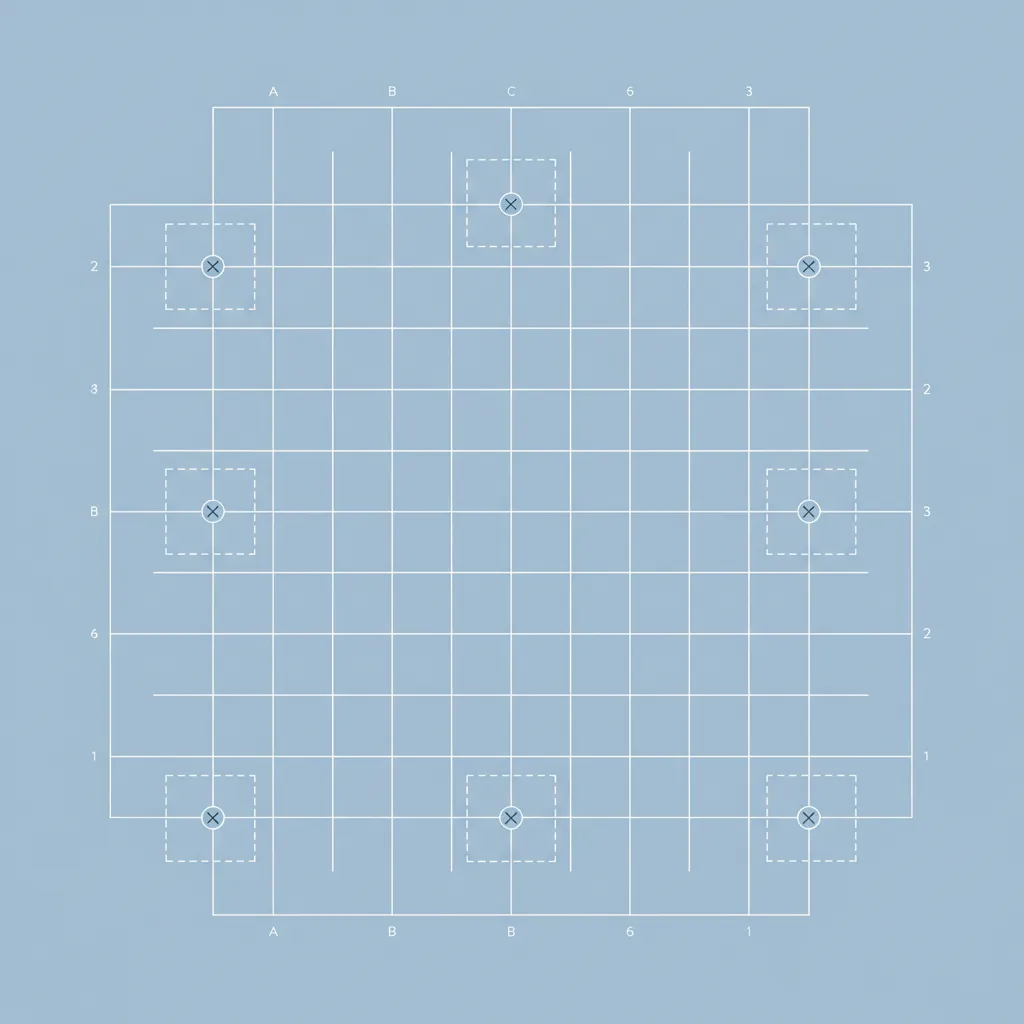 Ilustrasi grid struktur pada denah pondasi rumah