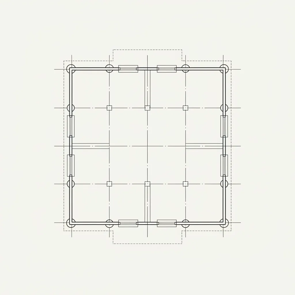 Diagram grid kolom struktur rumah kecil