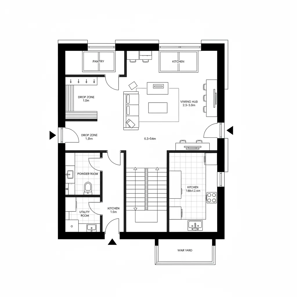 Ground Floor: Split-Core Living with Perimeter Services