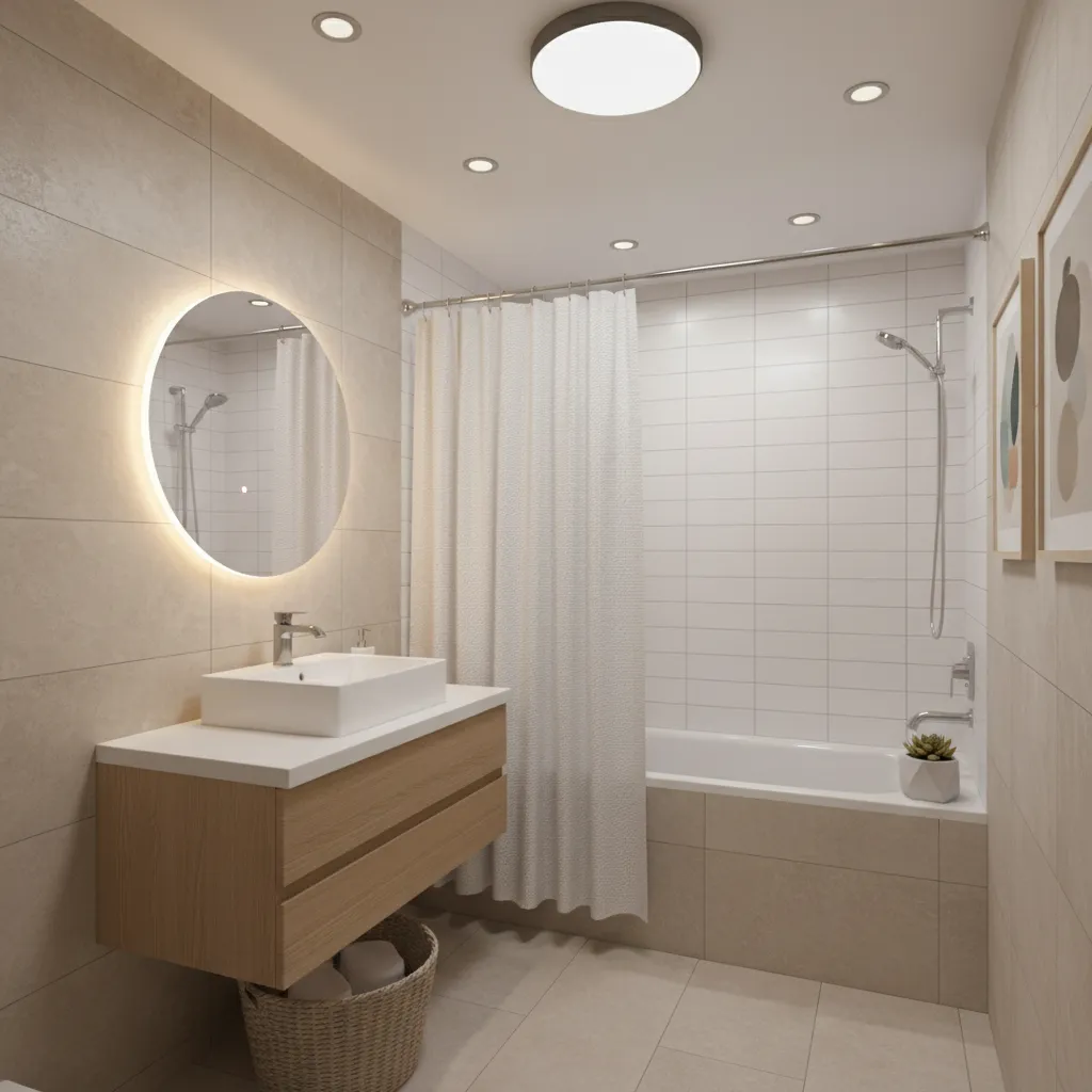 guest bathroom with a practical 6 by 10 layout and simple modern design