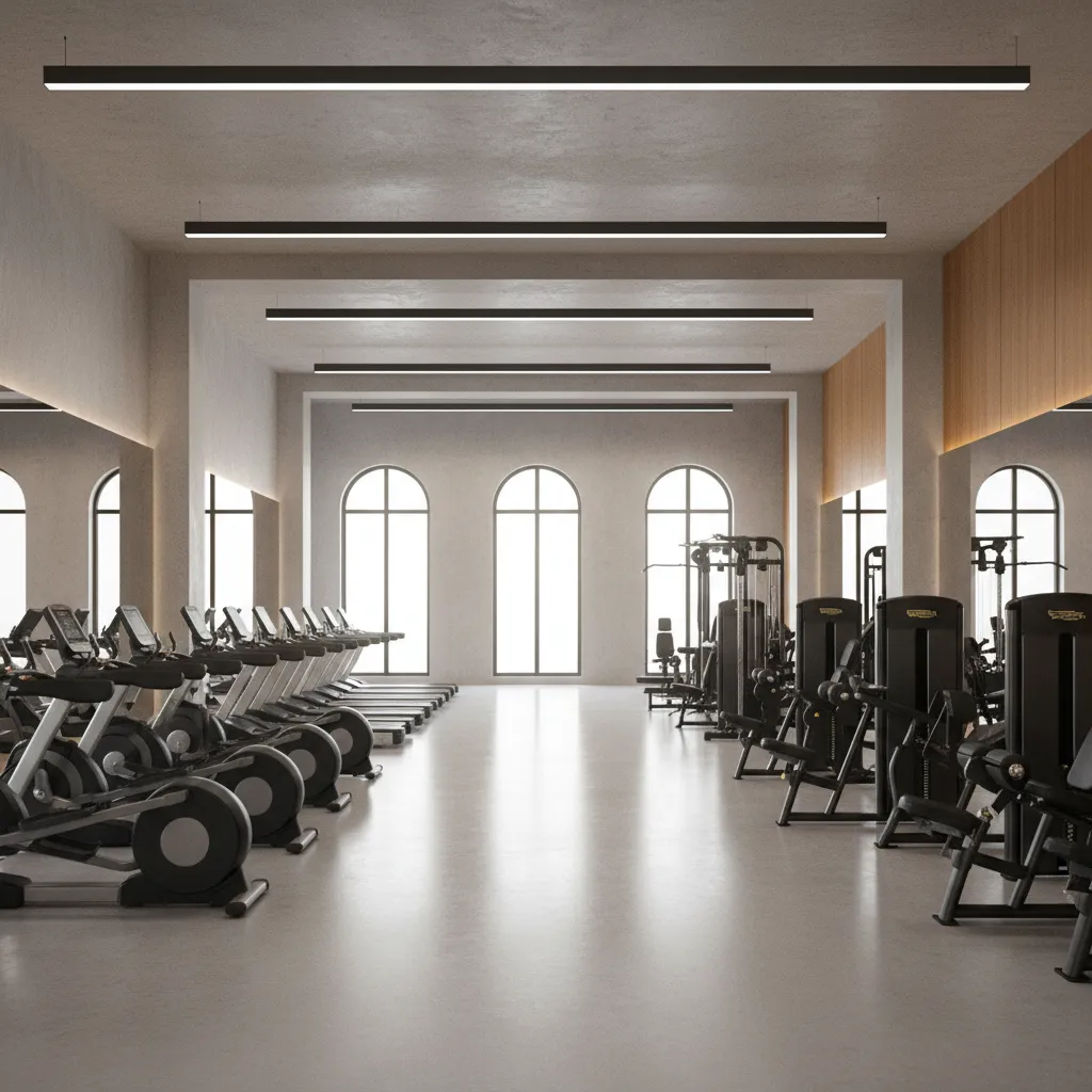 fitness machines spaced properly with clear walkways in a gym