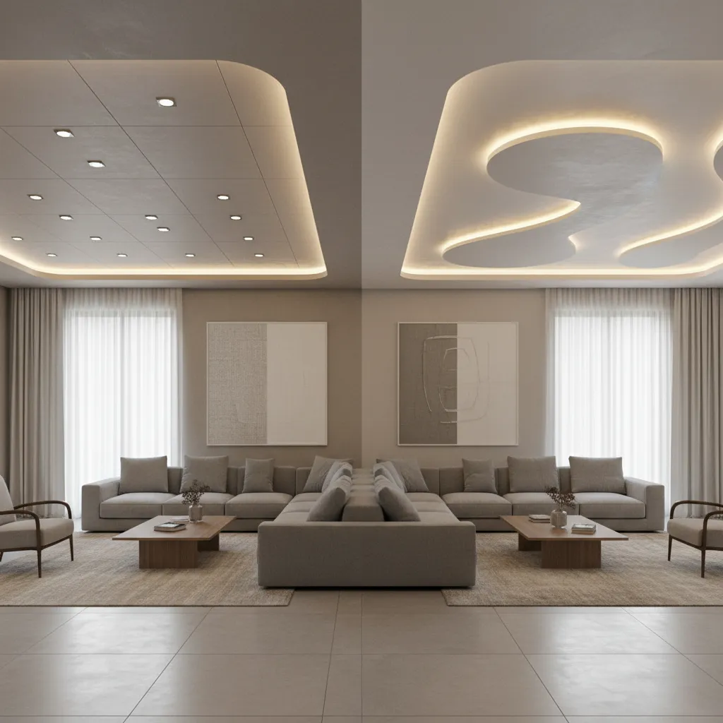 comparison of gypsum board ceiling and plaster of paris ceiling styles