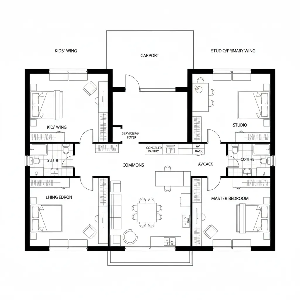 H-Shaped Courtyard Core