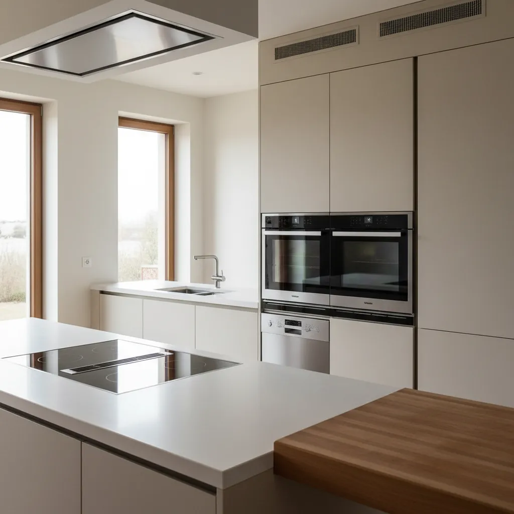 Functional kitchen with flexible induction zones, quiet extraction, and well-integrated appliances