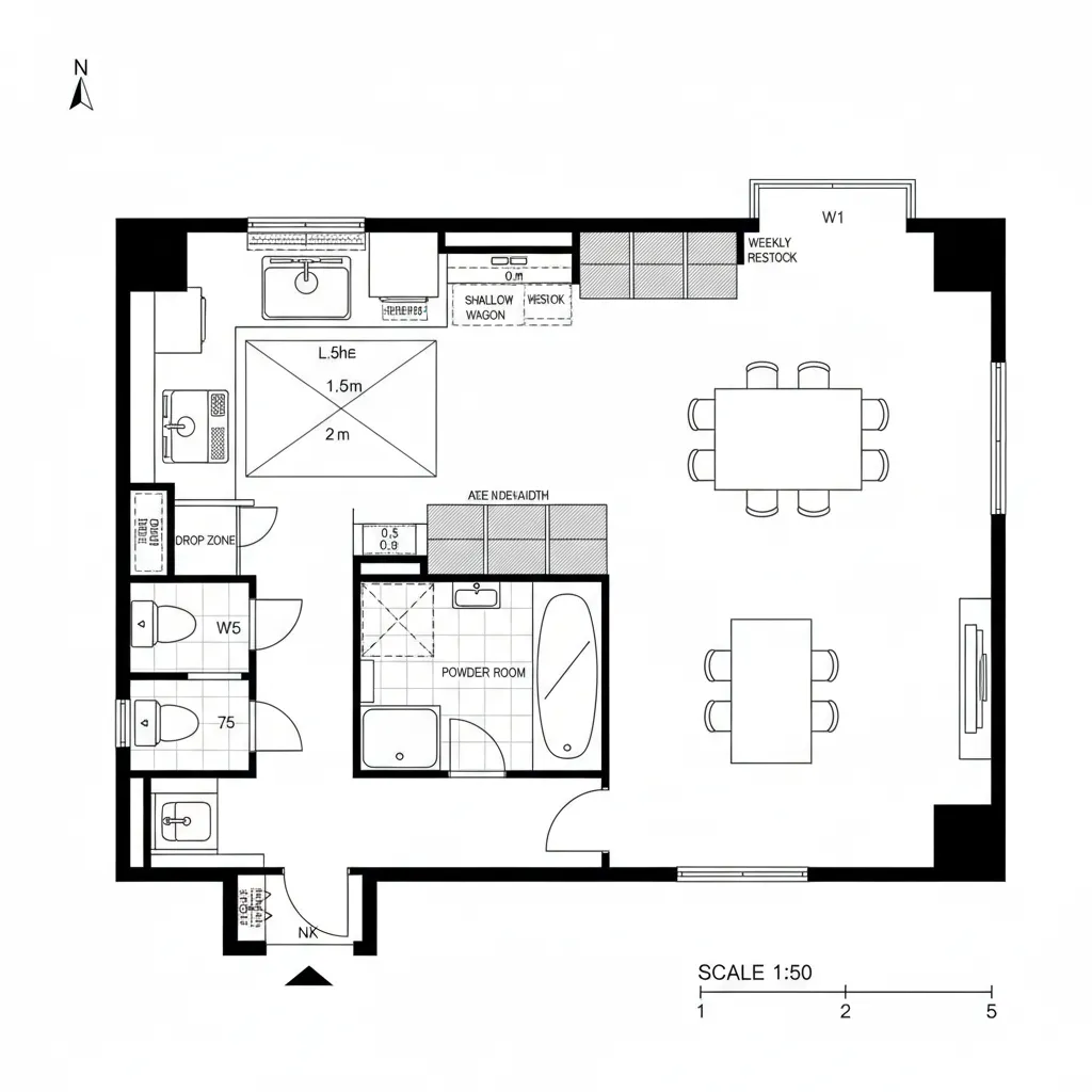 キッチン・洗面の一連化と朝の秩序