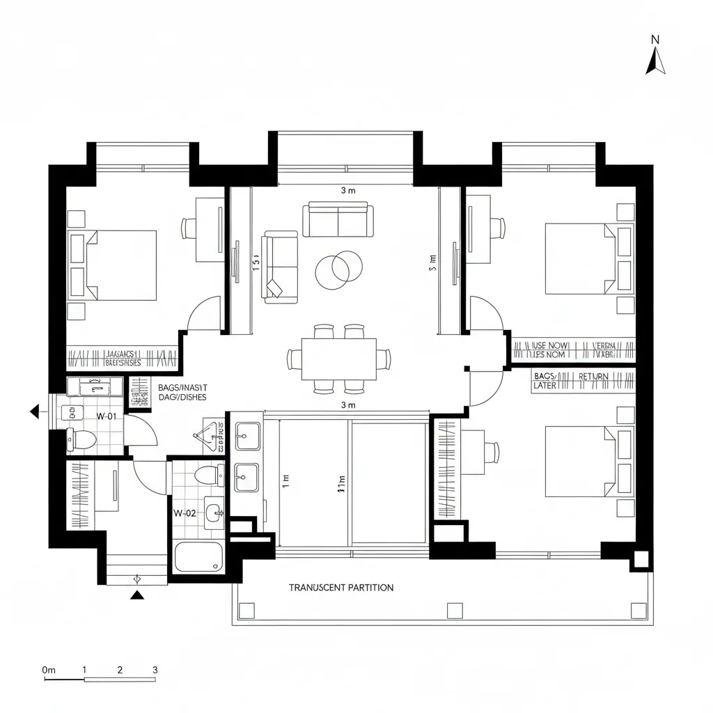 リビング中心の分節と回遊