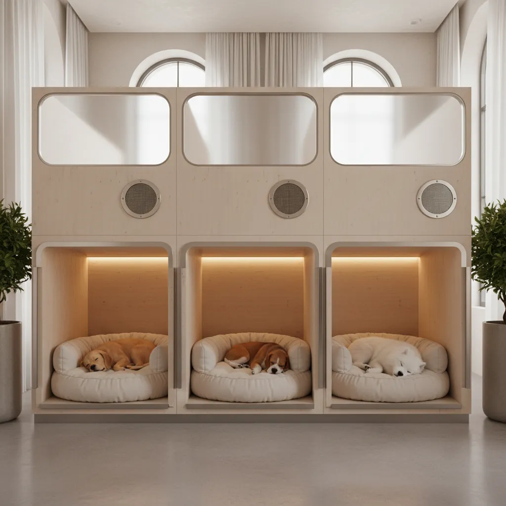 Boxes de descanso para perros con divisiones y ventilación