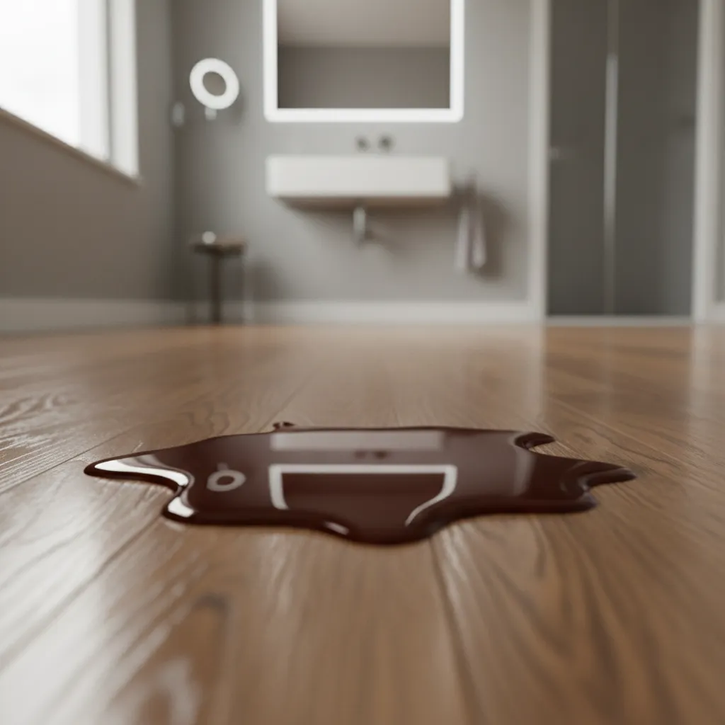 Fresh hair dye spill on hardwood floor surface before cleaning