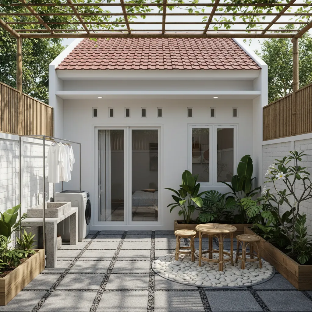 Halaman belakang kecil rumah type 36