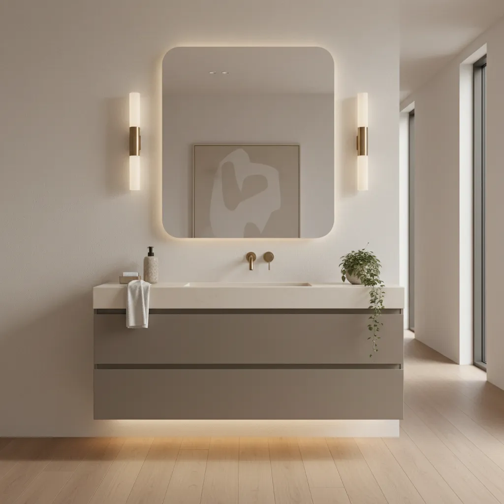 Modern hall wash basin with hidden storage cabinet underneath