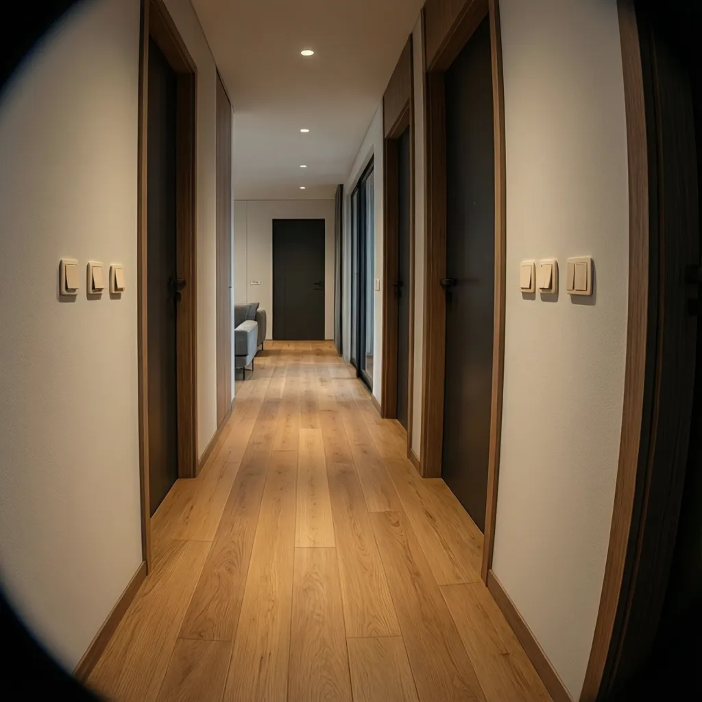 Conmutadores colocados en ambos extremos de un pasillo moderno