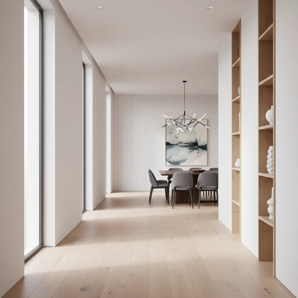 hallway opening into dining room with clear spatial transition