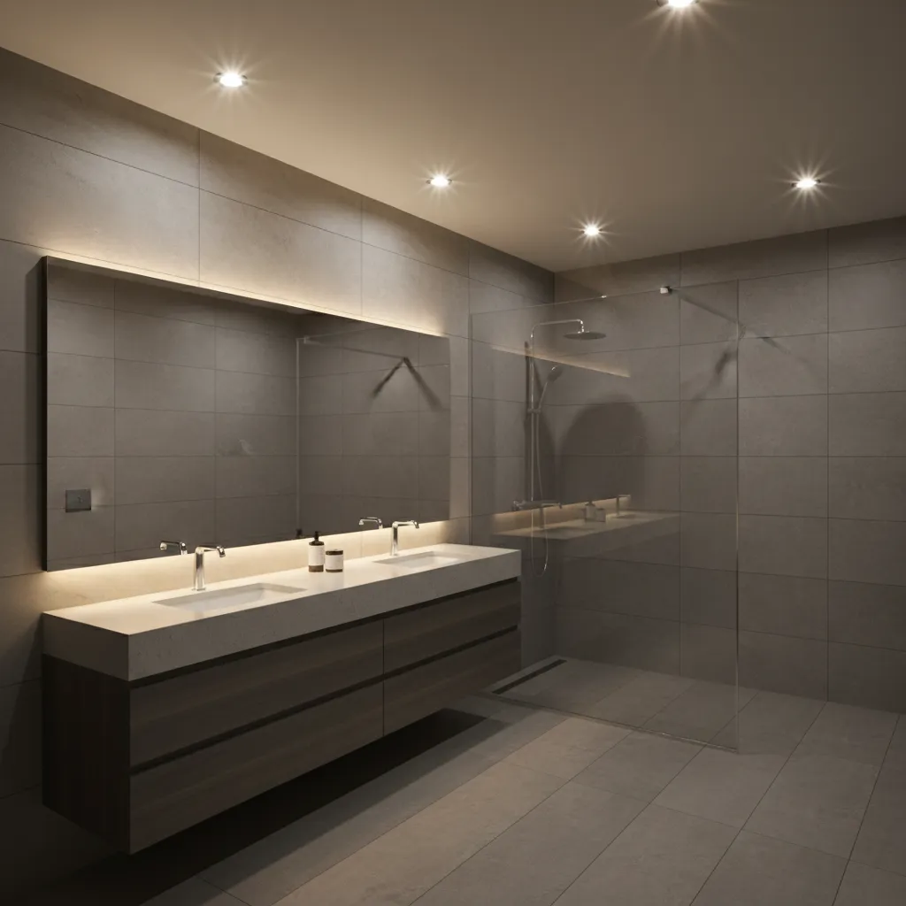 Bathroom ceiling halogen spotlight lighting example