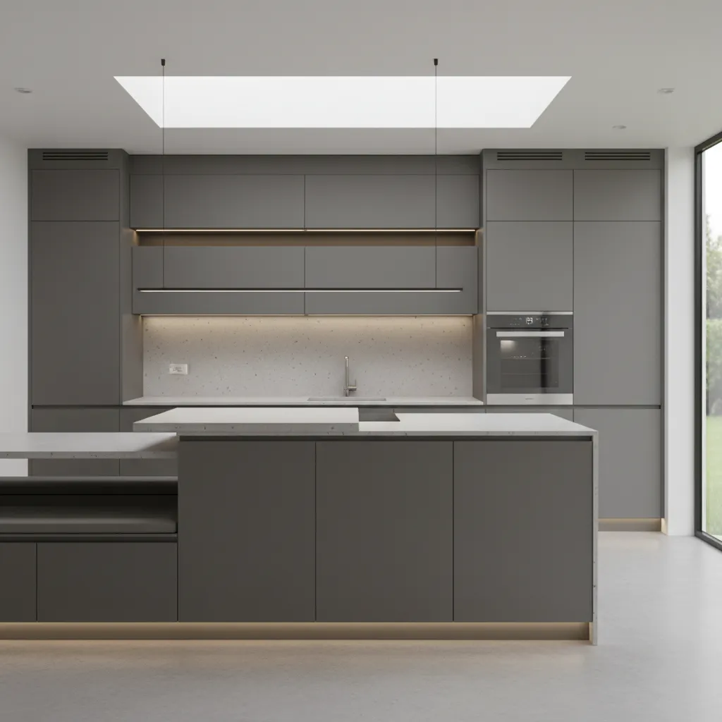 handleless kitchen cabinets with integrated finger channel system