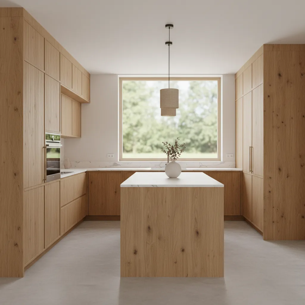 Natural wood kitchen cabinets finished with hardwax oil