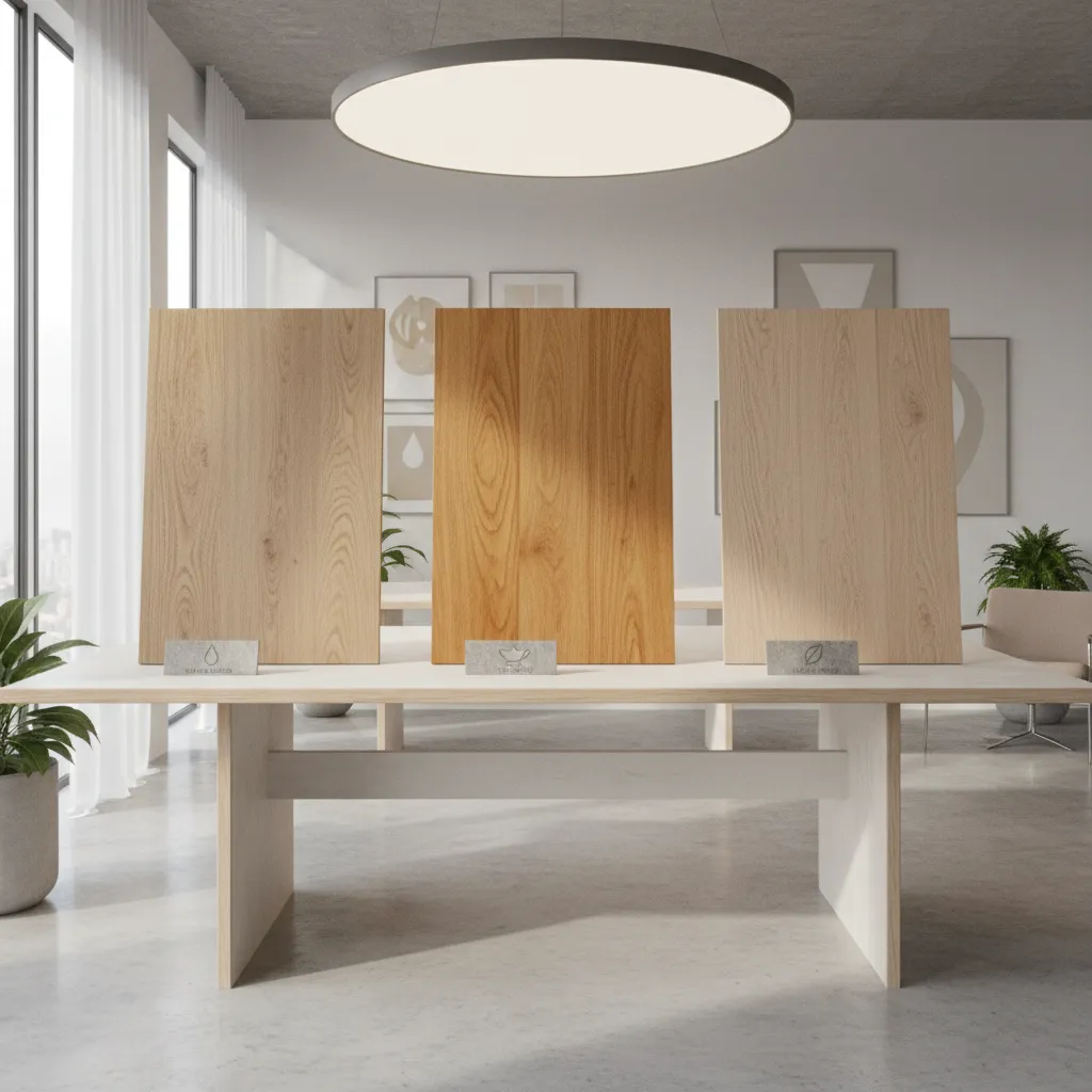 Comparison of different hardwood floor finishes in interior space
