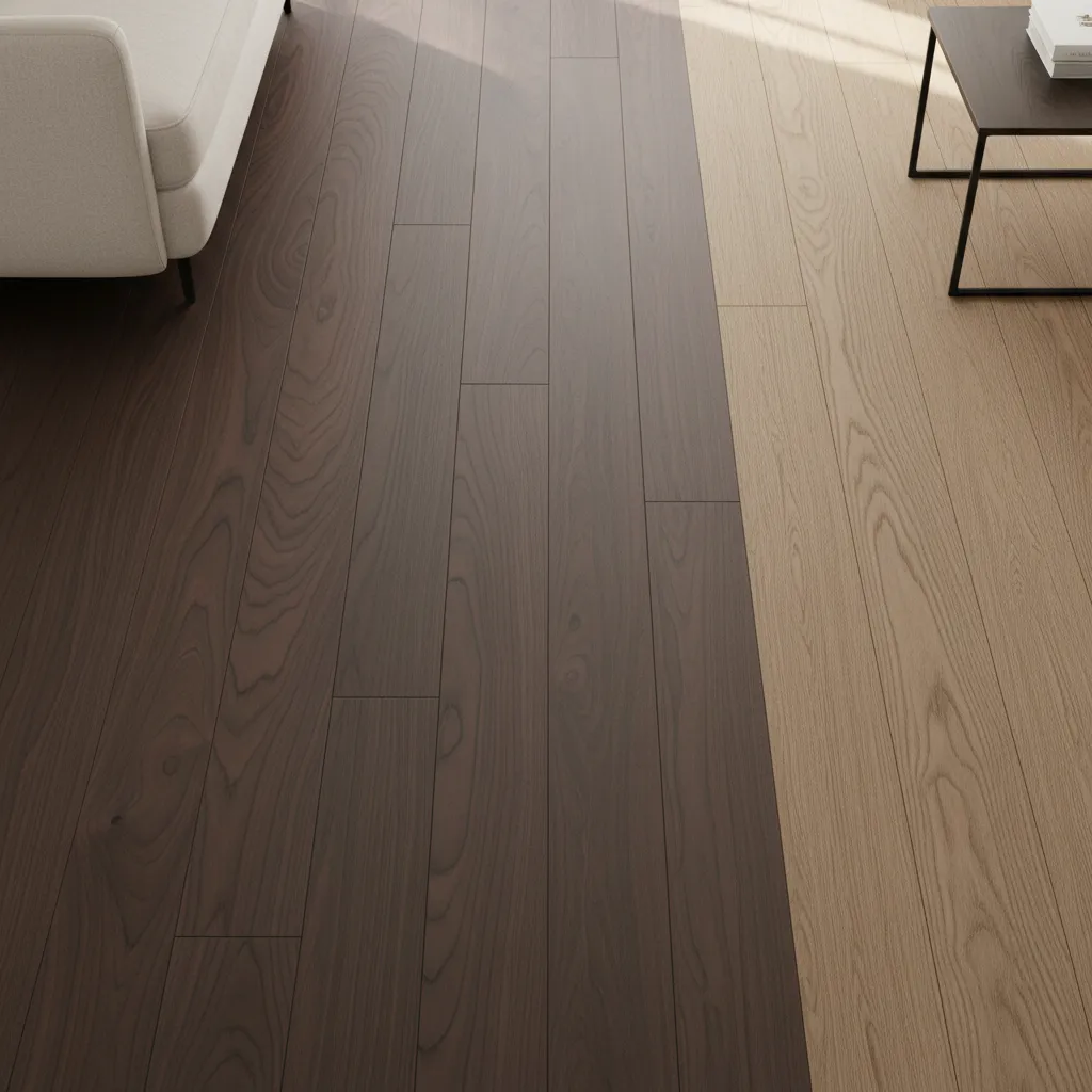 Comparison of cherry walnut and oak floor color undertones