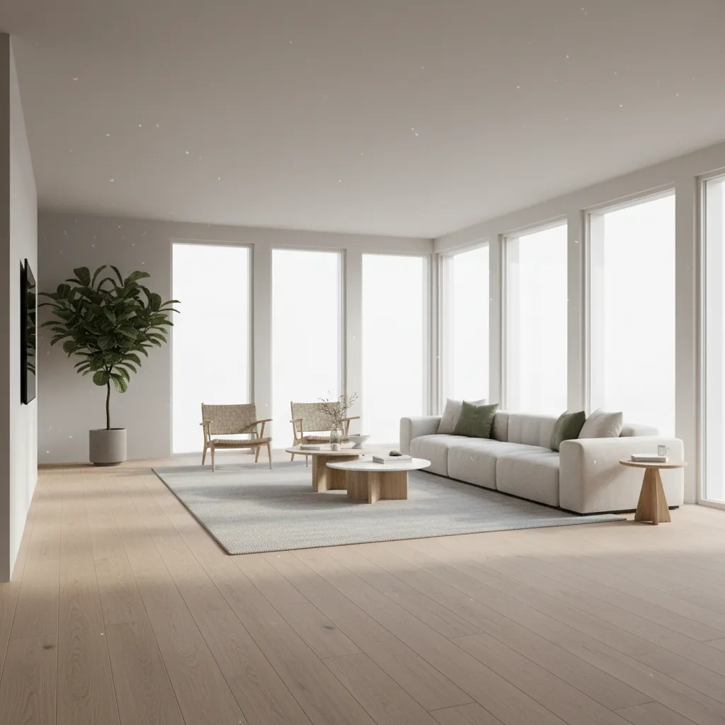 living room showing hardwood plank direction guiding movement through the space