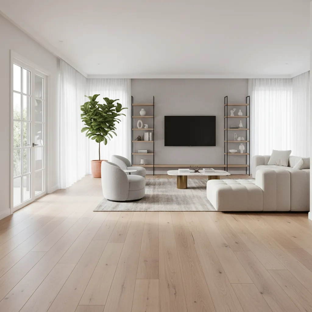living room showing hardwood plank direction aligned with entry circulation