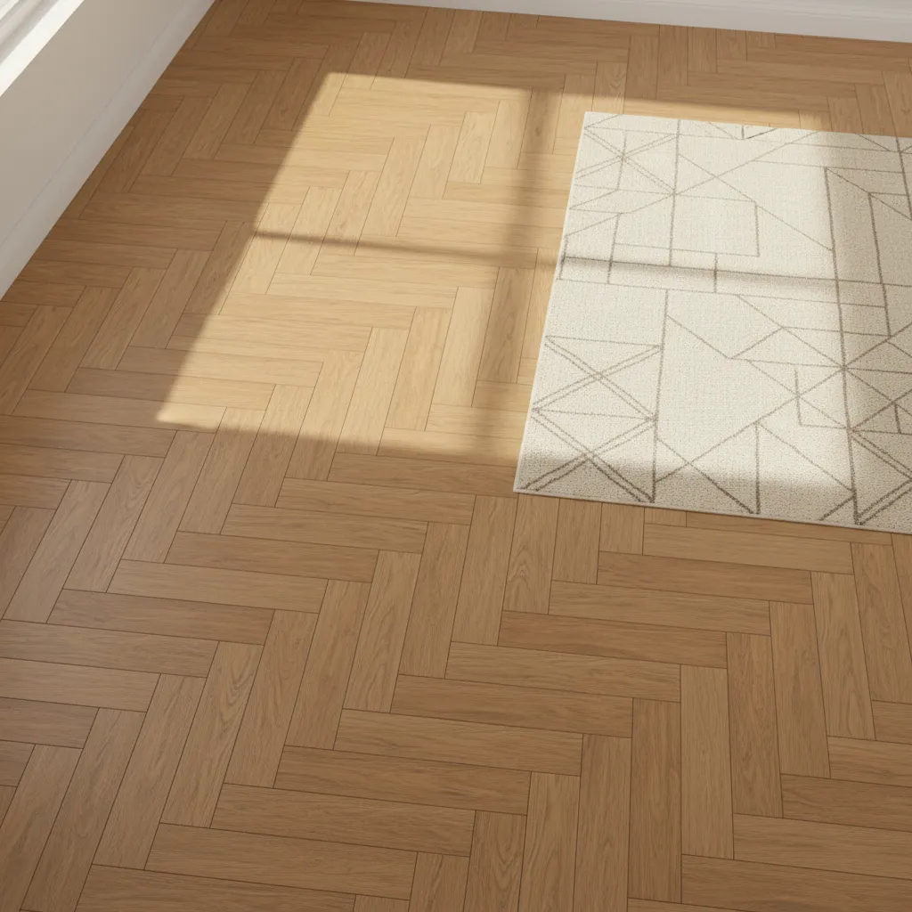 Example of H pattern in hardwood flooring with aligned joints