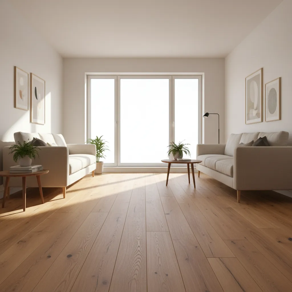sunlight hitting hardwood flooring showing plank direction relative to windows
