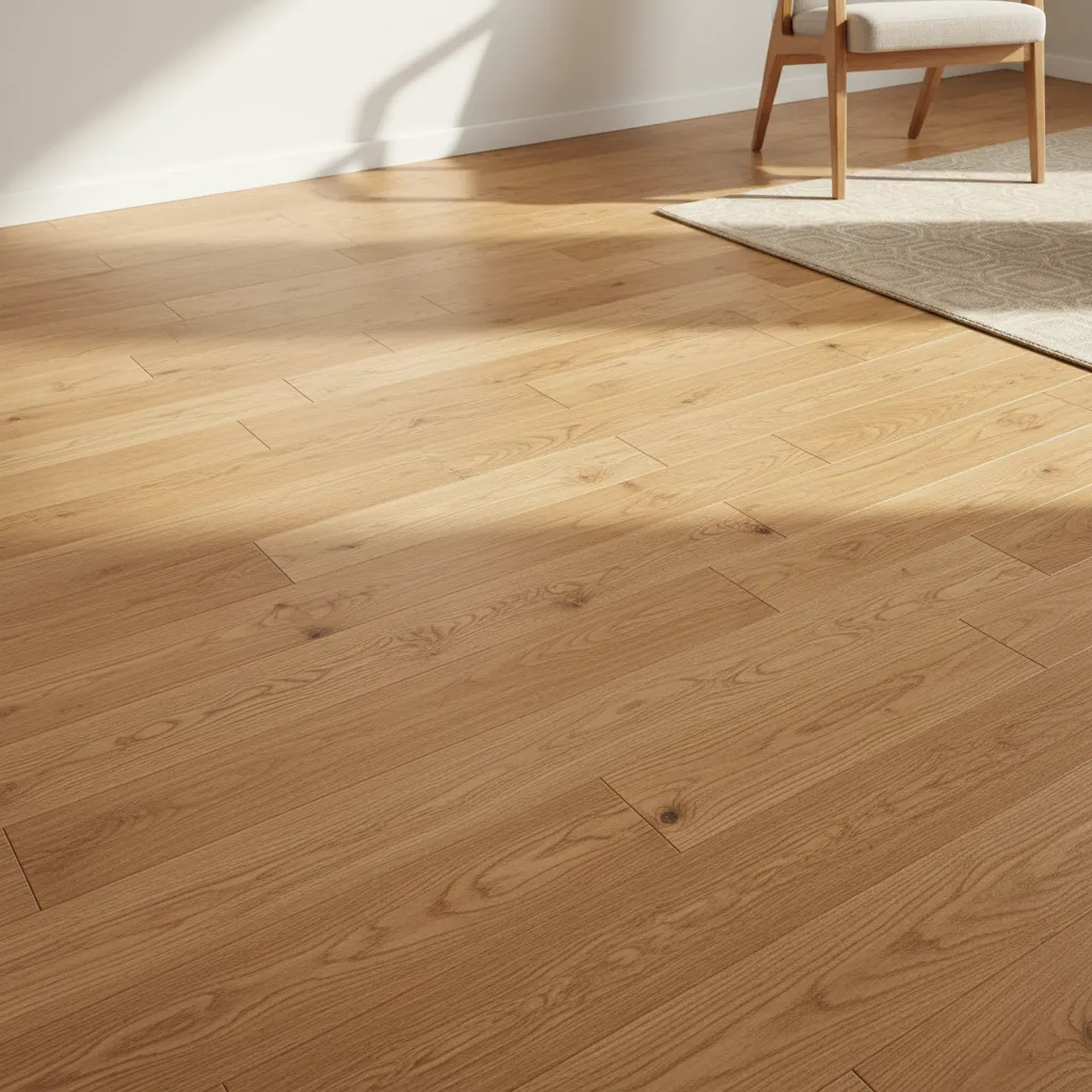 Hardwood floor showing repeating seam pattern and poor plank staggering