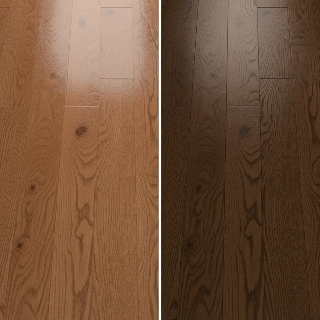 Comparison of surface stain versus deep stain in hardwood flooring