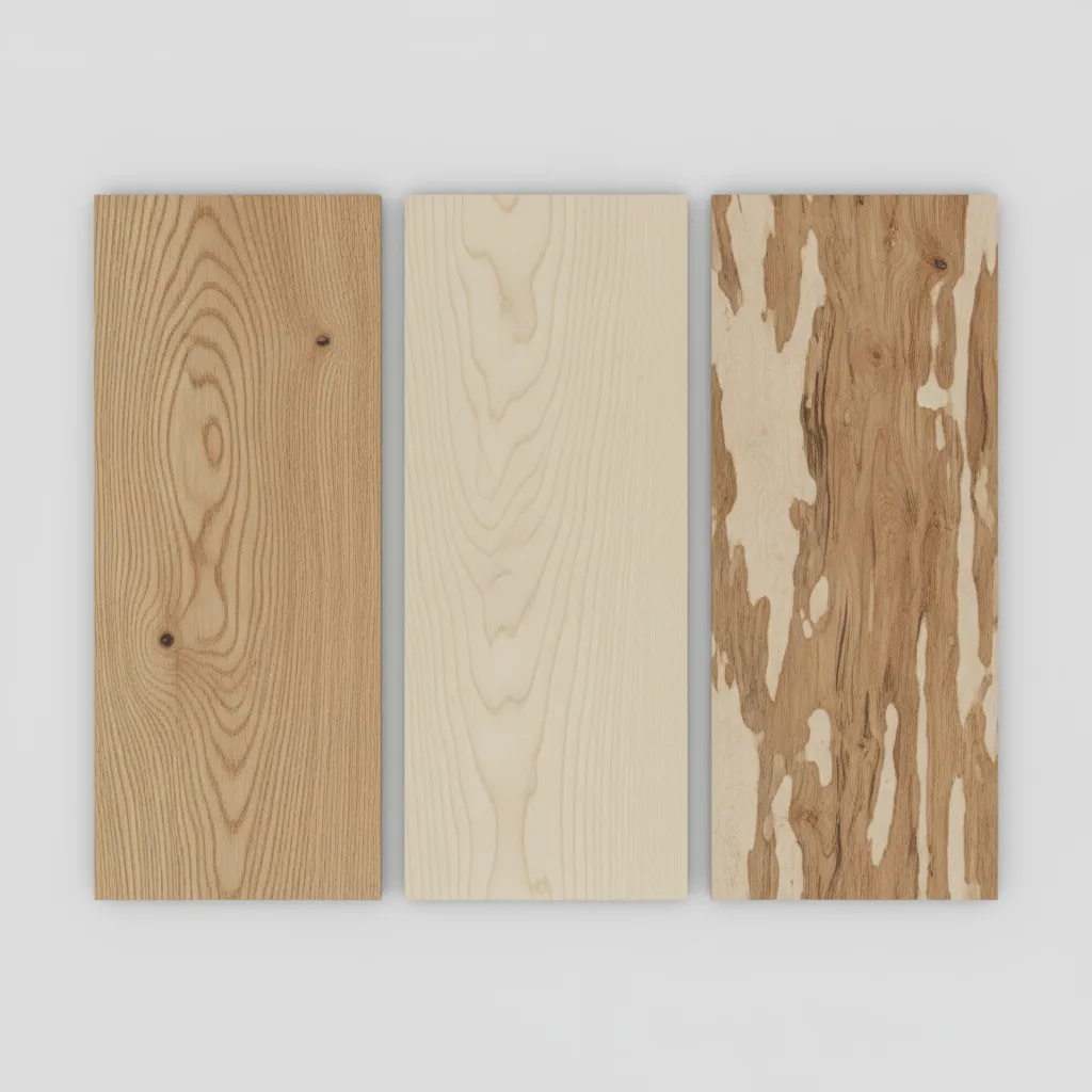 comparison of oak maple and hickory hardwood floor textures
