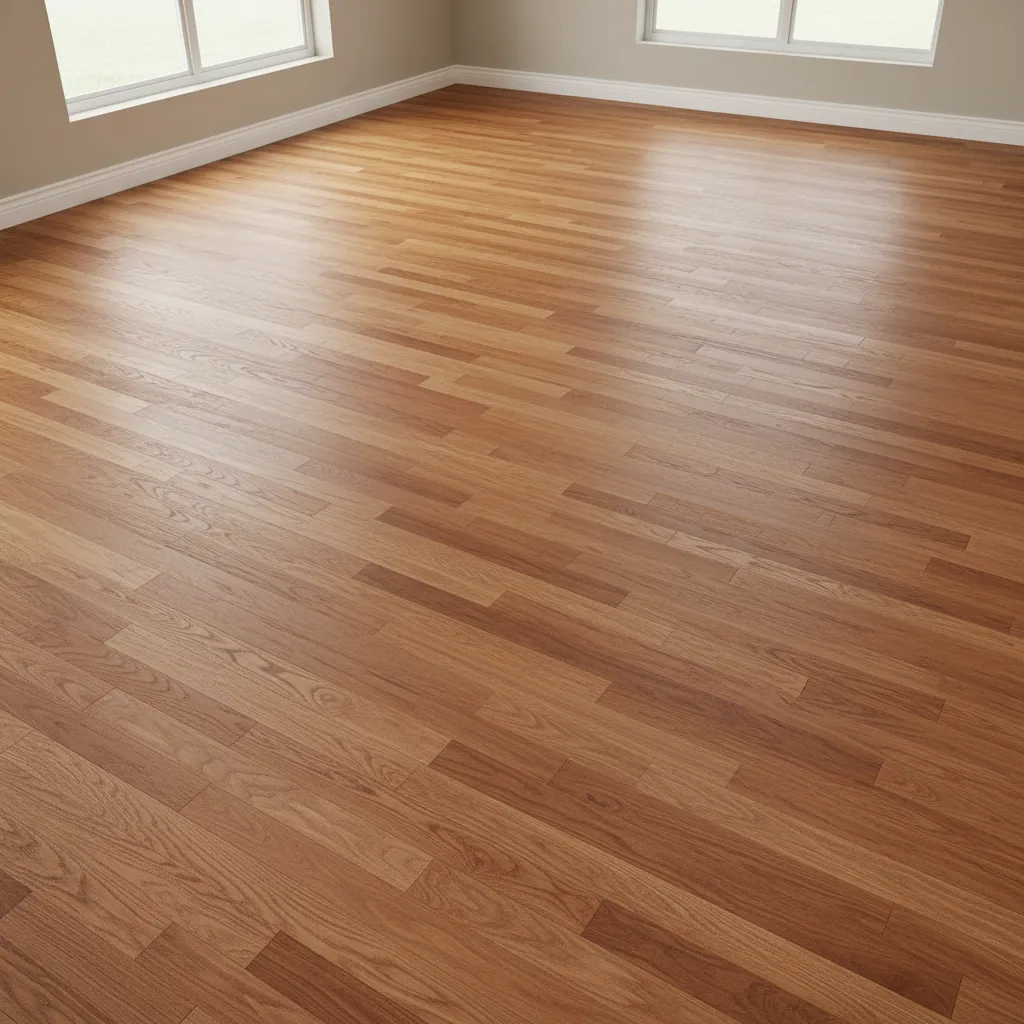 Example of staggered hardwood plank pattern across multiple rows