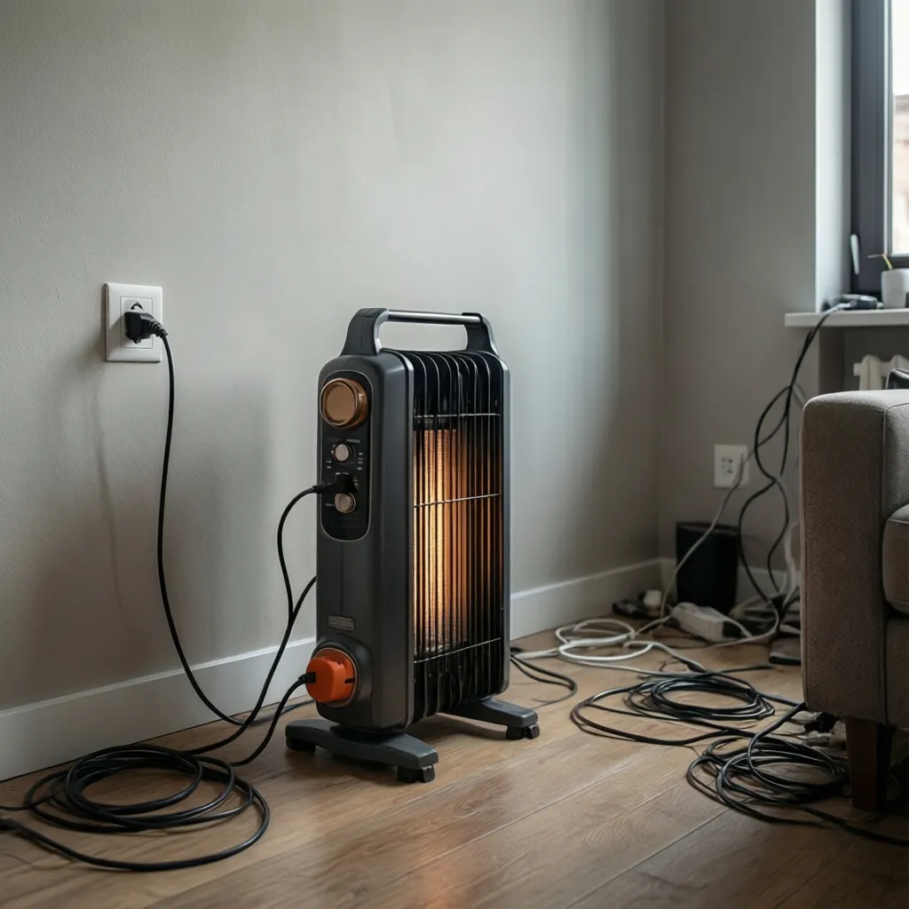 space heater plugged directly into wall outlet safely