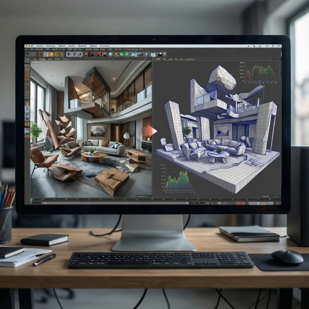 Comparison of heavy and optimized 3D models affecting website performance