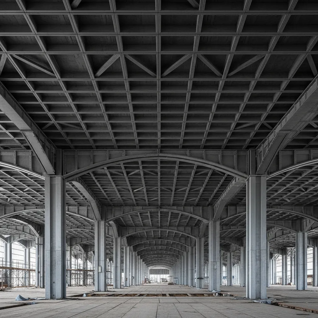 Dense geometry in a railway station 3D model with repeating structural elements