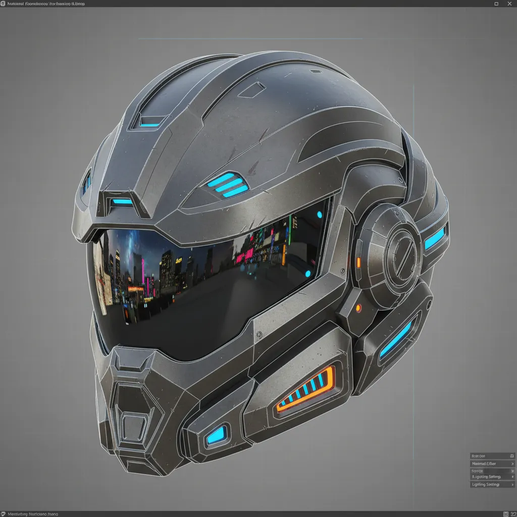 optimized helmet asset displayed in real time game engine environment