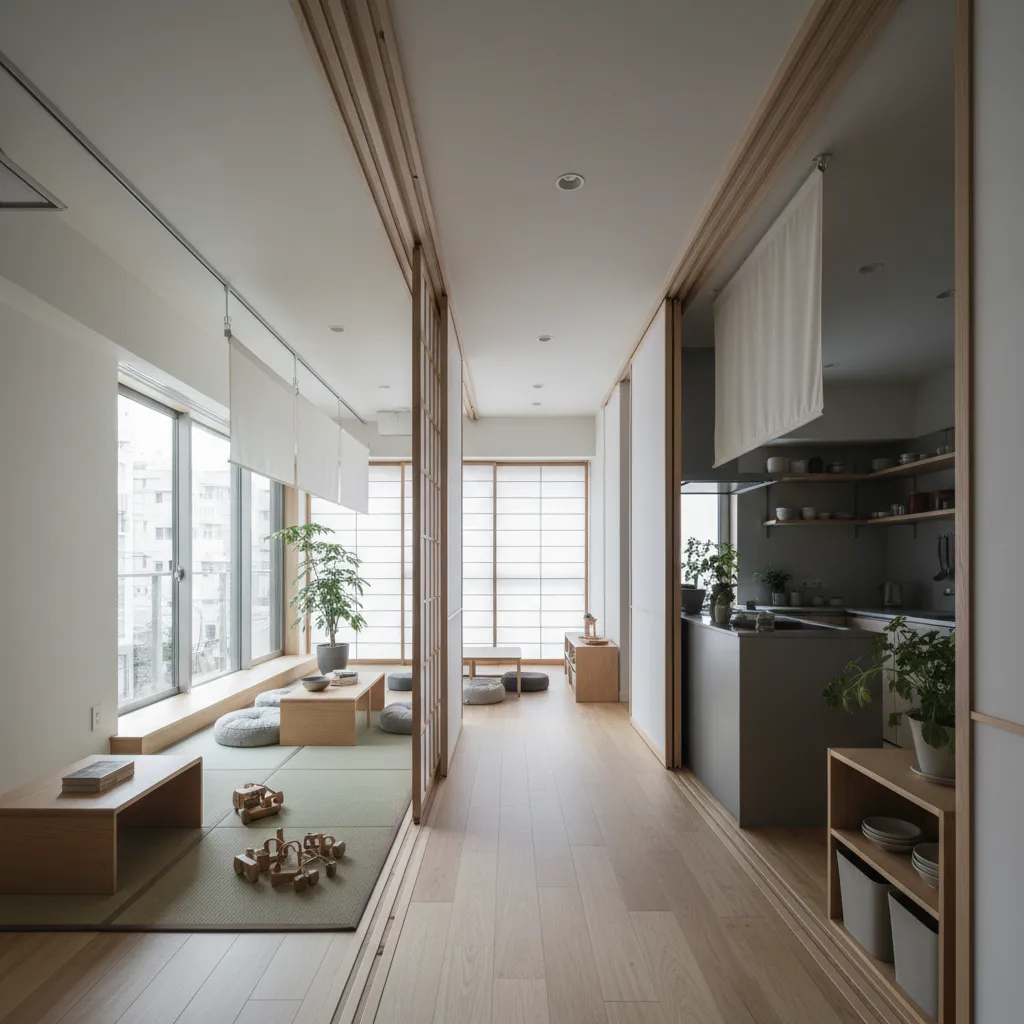 2LDKに赤ちゃんの居場所をつくるという慎重さ: 部屋の分離ではなく、時間と行為をずらしていくレイアウトの覚書