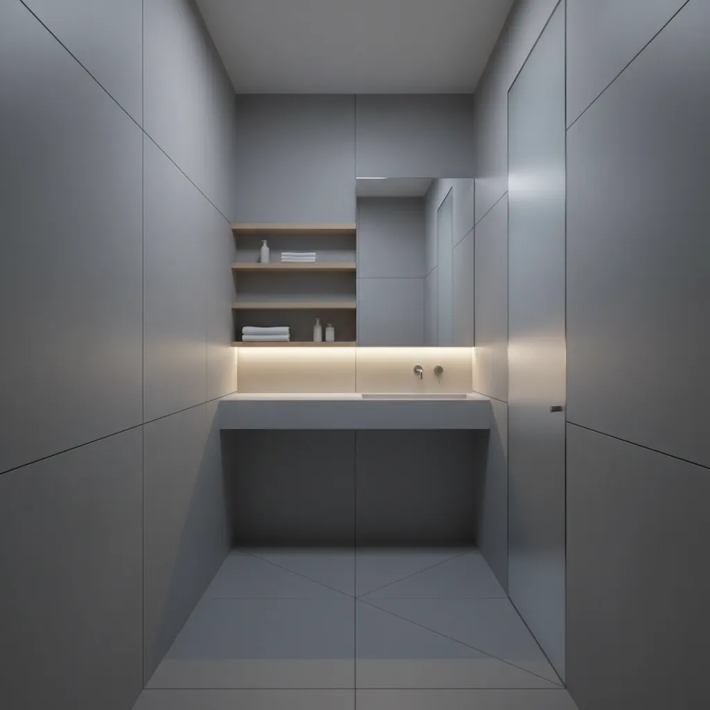 7-by-4 Bathroom Floor Plan, Composed Like a Future Interface
