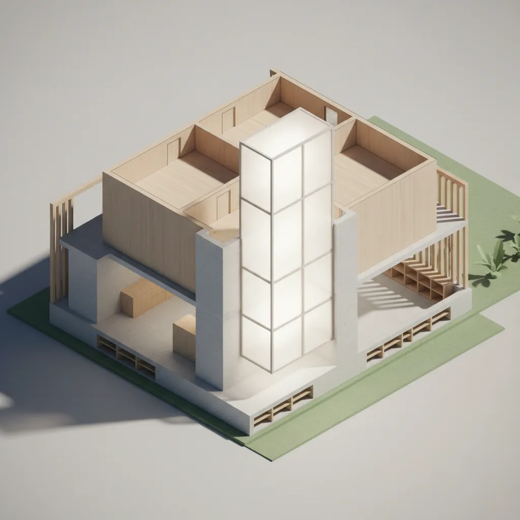 4-Room, Two-Floor Simplicity in 100 Guz: A future-forward, compact house plan that treats space as a living interface