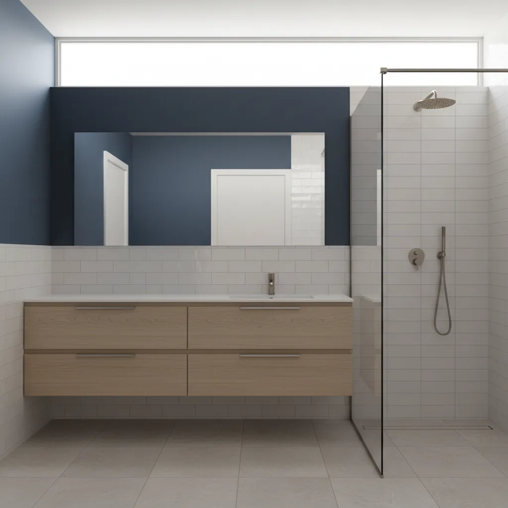 Baño moderno azul y blanco: ideas reales