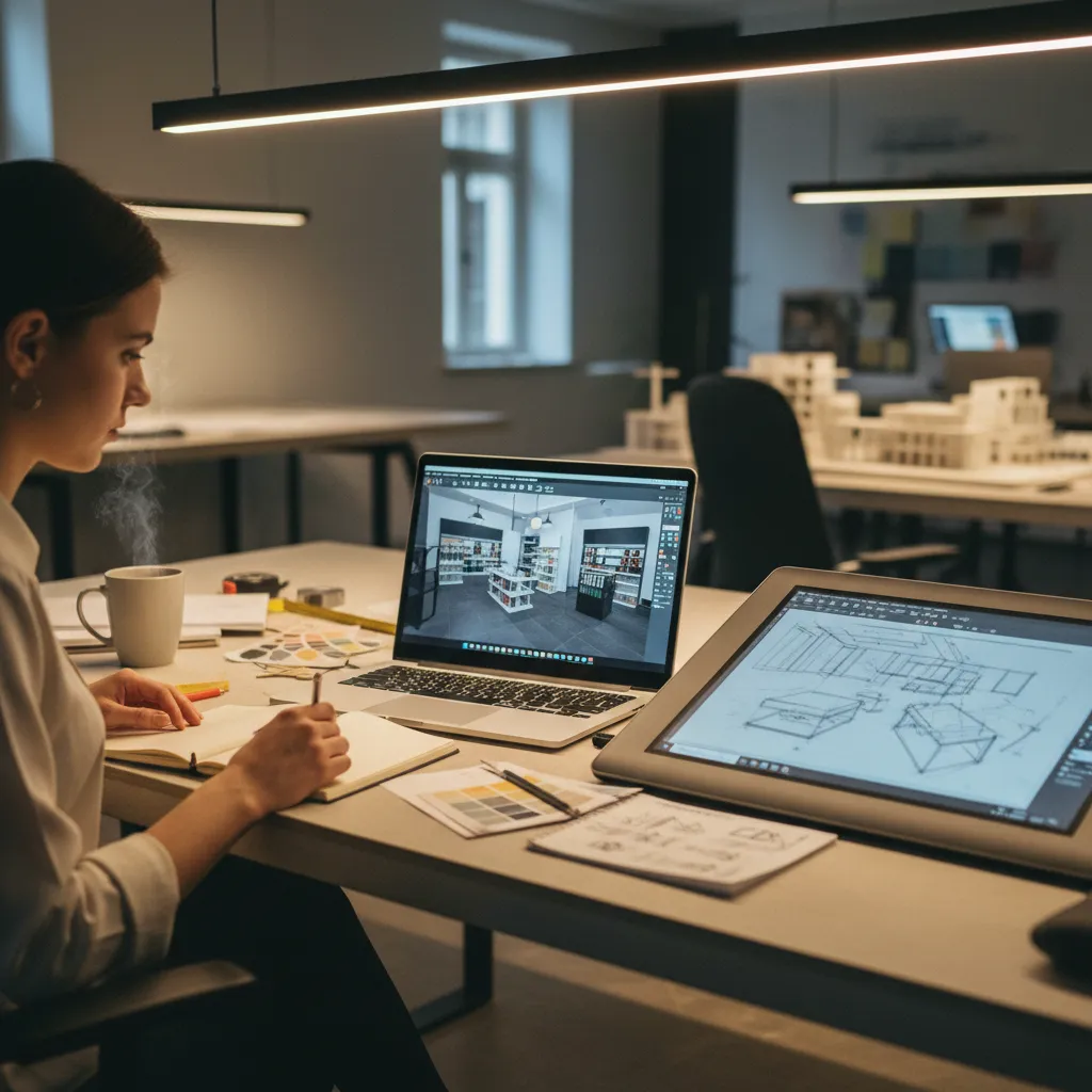 Interfaz de herramienta digital para diseñar una tienda en 3D