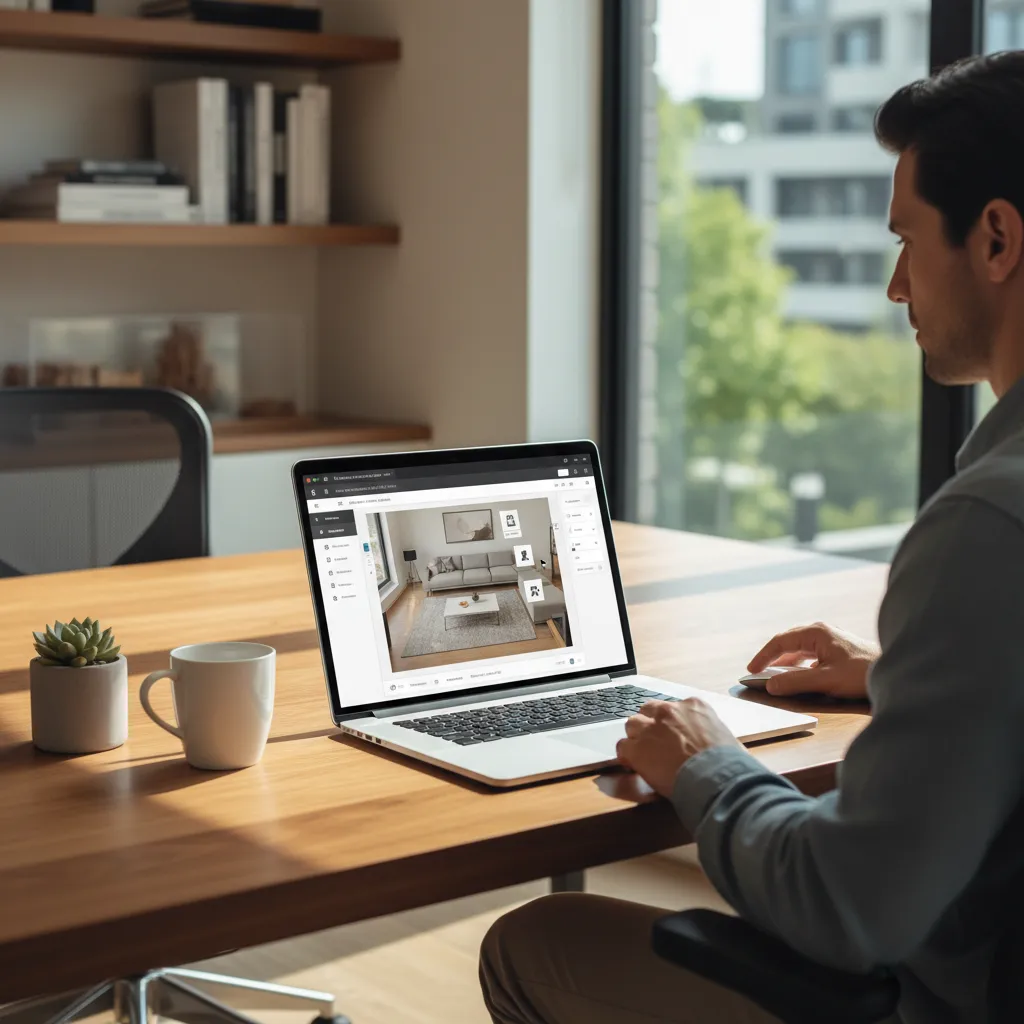 usuario diseñando la distribución de una casa en una herramienta digital online