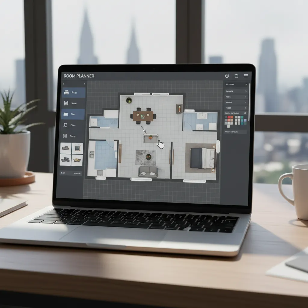 Interfaz de herramienta digital para planificar habitaciones y planos
