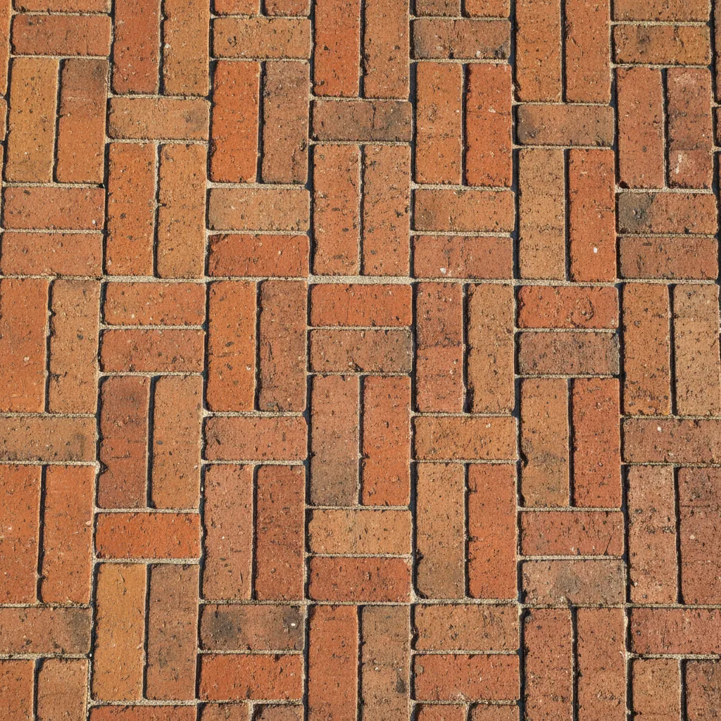 close view of herringbone brick floor pattern used in patio design