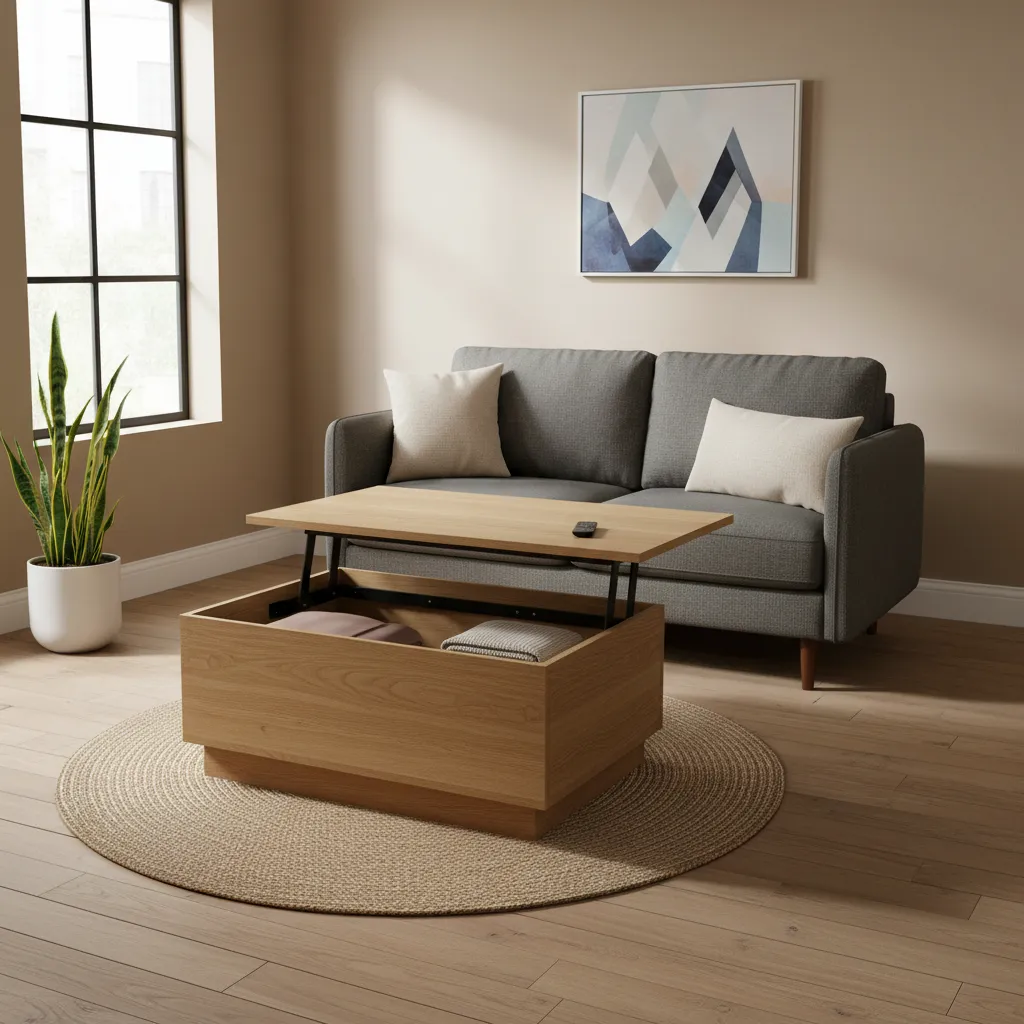 lift top coffee table with hidden storage in small living room