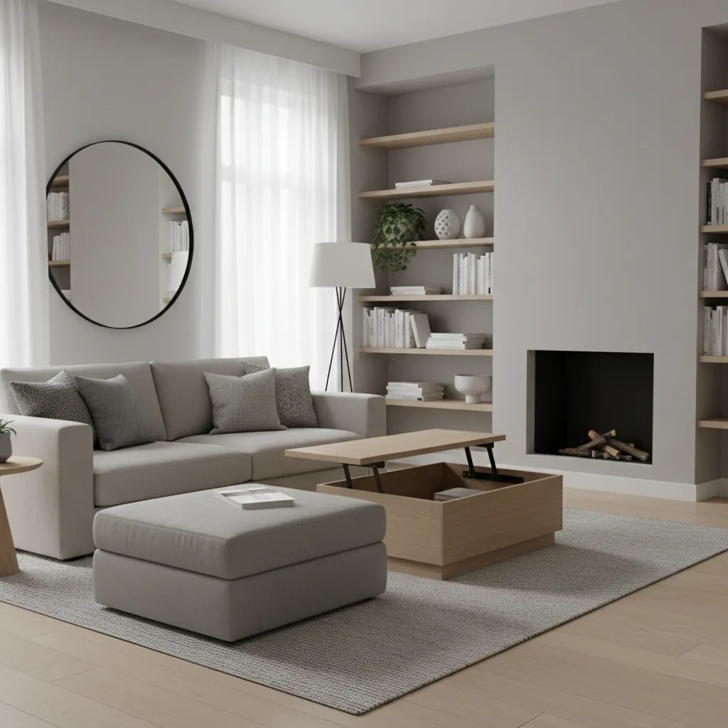 modern living room furniture with hidden storage ottoman and lift top table