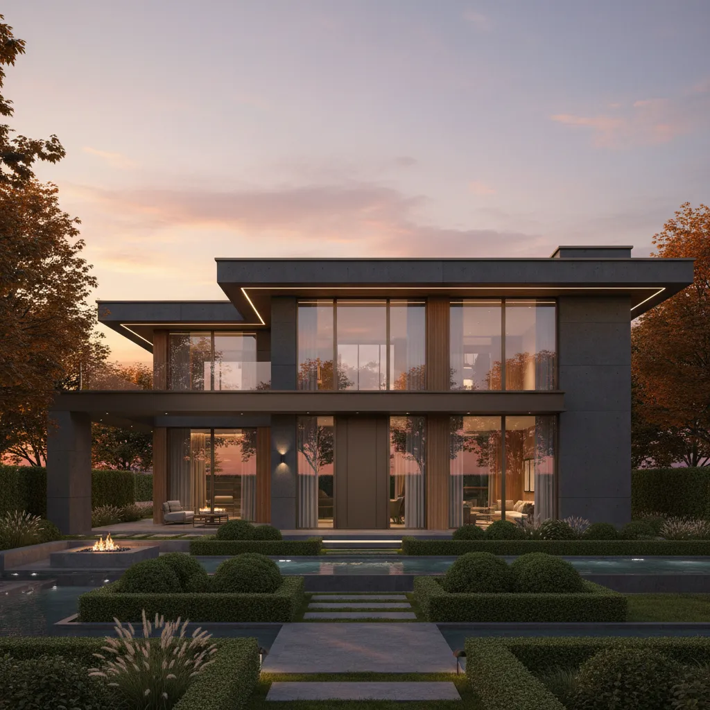 High end photorealistic architectural exterior render used in property marketing