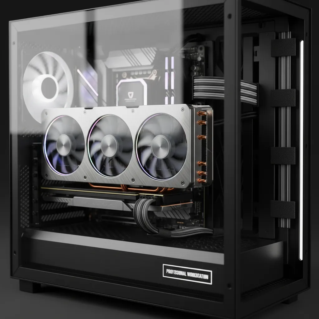 High end graphics card installed in a workstation PC used for 3D rendering